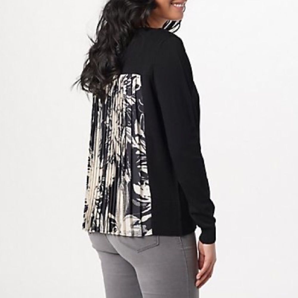 Truth + Style Woven Pleated Back Print Détails Cardigan